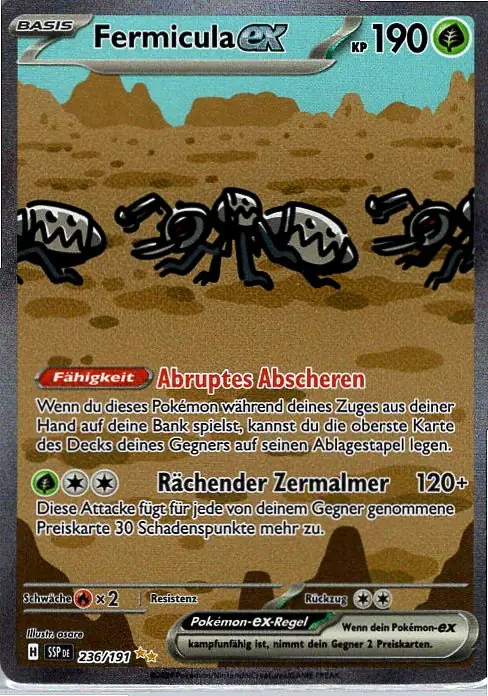 Fermicula EX (SSP 236) – Pokémon Special Illustration Rare Karte aus Stürmische Funken Deutsch